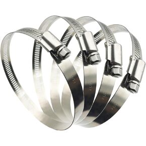 4 قطع 4.5 بوصة قابلة للتعديل 304 مشابك أنابيب من الفولاذ المقاوم للصدأ لـ 4 بوصات مشبك خرطوم مشبك أنابيب مشبك خرطوم محرك دودة (فضي) in Kuwait