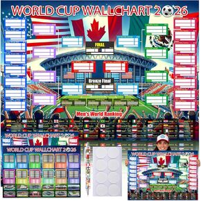 World Cup Schedule Poster 2026&Final Round 48-Team Collection Showcase,2Pcs Functional Folded Poster&Ballpoint Pen,Football World Cup Soccer Merchandise&Accessories Decorations,Gifts for Soccer Fans in Kuwait