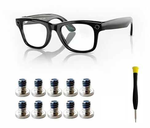 Replacement Screw Set for Ray-Ban Meta Wayfarer/Skyler/Headliner Gen 2 & Oakley Meta HSTN Eyeglass Temple Accessories, Includes 1Pc Screwdriver & 10Pcs Screws for Meta Gen 2 Smart Glasses in Kuwait