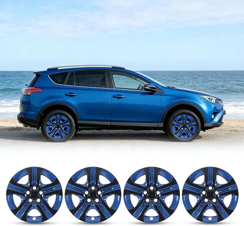 تغطية عجلة Hubcaps 17 بوصة من أجل تويوتا RAV4 2013 2014 2015 2015 2017 2018 ، R17 Wheel Rims Cover Cover Caps Snap على السيارة ، مواد ABS ، مجموعة من 4 ، Silver & Black Lacquer in Kuwait