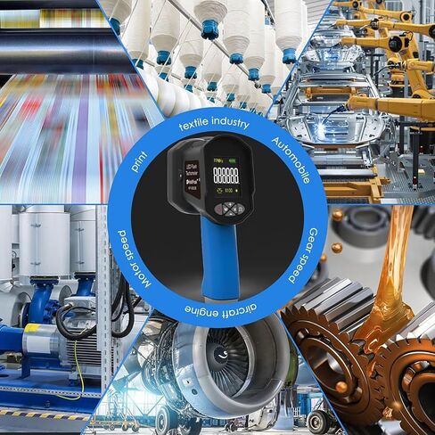 مقياس سرعة الدوران الرقمي المحمول، ستروبسكوب رقمي غير متصل مع 16 خرزة مصباح، نطاق القياس 60-99999 FPM ودقة عالية 0.001%، للمروحة، محرك المحرك، الإطارات، اختبار السرعة in Kuwait