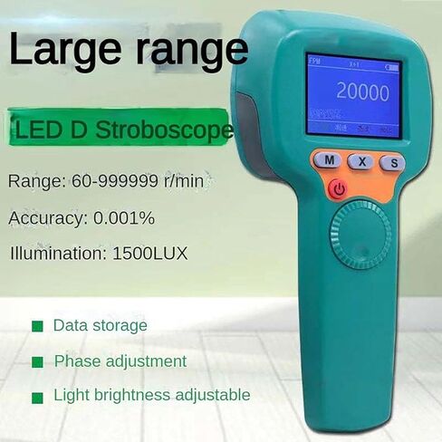 مناظير محمولة قابلة لإعادة الشحن، مقياس سرعة الدوران غير متصل، إضاءة عالية 1500LUX وقياس 60~999,999 دورة في الدقيقة/هرتز، دقة 0.001% لاستكشاف أخطاء محرك تروس محرك السيارة وإصلاحها in Kuwait