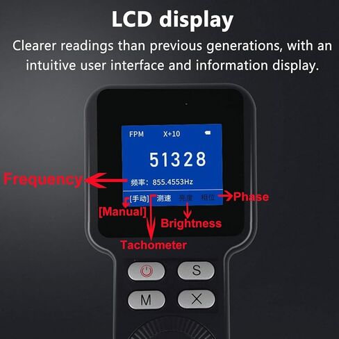 ستروبوسكوب محمول، محلل سرعة محرك غير متصل، نطاق القياس 1-999999 دورة في الدقيقة، دقة قياس 0.001% وإضاءة 1500 لوكس، للتروس والإطارات للقياس in Kuwait