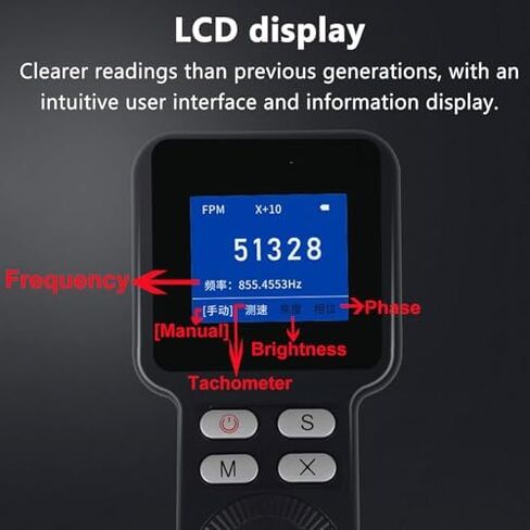 Led Digital Handheld Stroboscope,200-999999 RPM Non Contact Motor Engine Speed Analyzer, Illuminance 1500 Lux, 0.001% Speed Measurement Accuracy,for Gears in Saudi Arabia