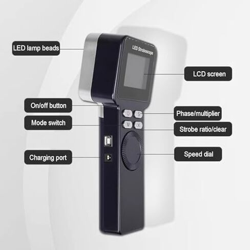 Led Digital Handheld Stroboscope,200-999999 RPM Non Contact Motor Engine Speed Analyzer, Illuminance 1500 Lux, 0.001% Speed Measurement Accuracy,for Gears in Saudi Arabia