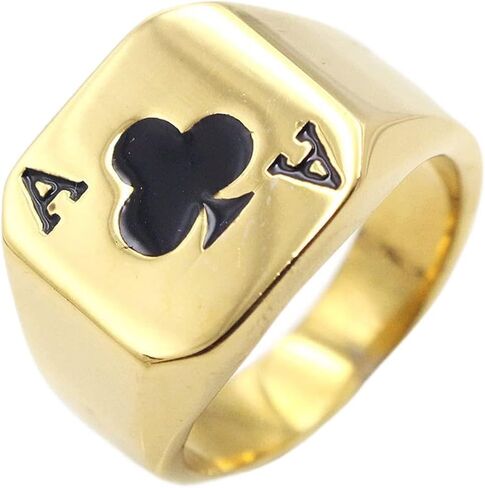 Stainless Steel Ring Of Men Heart A Ring Spade A Ring Titanium Steel Ring Men's Lucky Poker ACE Ring Couple Ring Jewelry in Kuwait