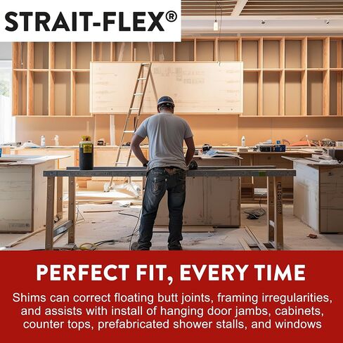 Strait-Flex Drywall Shims for Leveling – Fix Framing Irregularities, Butt Joints, Door Jambs and More – Easy-Dispense Compressed Cardboard Strips - 100 pcs 1-1/2" x 45" x 1/16" in Saudi Arabia
