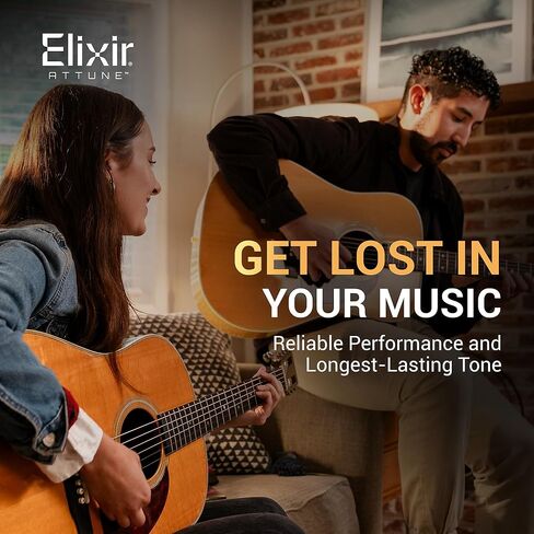 سلاسل Elixir، أوتار الجيتار الصوتية ATTUNE، برونز الفوسفور، نغمة واضحة وواضحة تدوم طويلاً مع ملمس طبيعي، مجموعة من 6 أوتار، ضوء مخصص 11-52 in Saudi Arabia