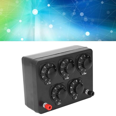 Resistance Box, 0-9999.9 Ohm Adjustable Decade Resistor 1W Precision Variable Resistance Box, Alligator Test Leads with 1W Design, Ideal for Lab Physics Teaching in Saudi Arabia