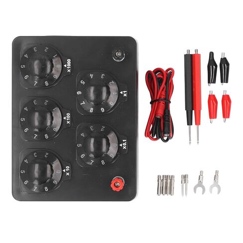 Resistance Box, 0-9999.9 Ohm Adjustable Decade Resistor 1W Precision Variable Resistance Box, Alligator Test Leads with 1W Design, Ideal for Lab Physics Teaching in Saudi Arabia