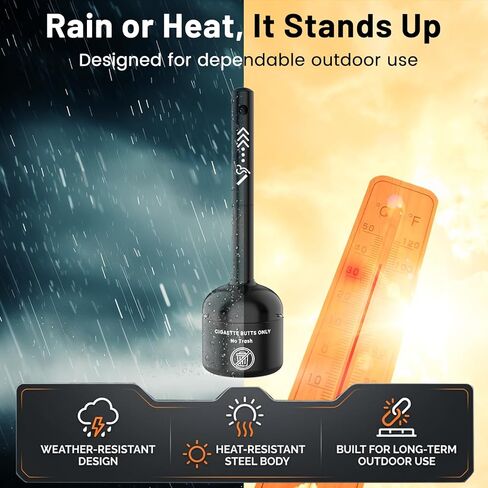 ZONEGRACE Cigarette Trash Can & Cigarette Butt Disposal Outdoor, 40" Tall Commercial Smoking Receptacle, 6 Gallon Heavy Duty Steel Smokers Pole, Stand Up Cigar Ashtrays for Outdoors and Patio, Black in Kuwait