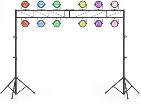 Goplus DJ Light Stand, Lighting Truss System with 12 Lights Hold 110LBS Capacity, 10-Level Adjustable Heights, 2 Folding Tripods, Metal Stage Lighting Stand for Portable Audio Stage, Bar, Party, Bands in Saudi Arabia