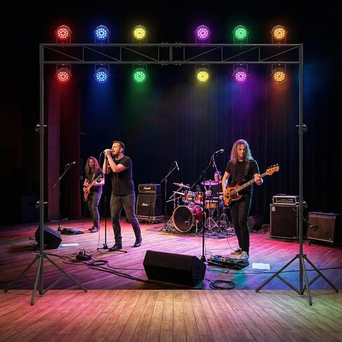 Goplus DJ Light Stand, Lighting Truss System with 12 Lights Hold 110LBS Capacity, 10-Level Adjustable Heights, 2 Folding Tripods, Metal Stage Lighting Stand for Portable Audio Stage, Bar, Party, Bands in Saudi Arabia