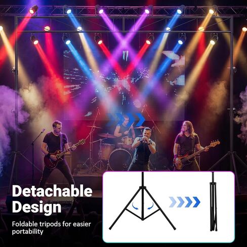 Goplus DJ Light Stand, Lighting Truss System with 12 Lights Hold 110LBS Capacity, 10-Level Adjustable Heights, 2 Folding Tripods, Metal Stage Lighting Stand for Portable Audio Stage, Bar, Party, Bands in Saudi Arabia