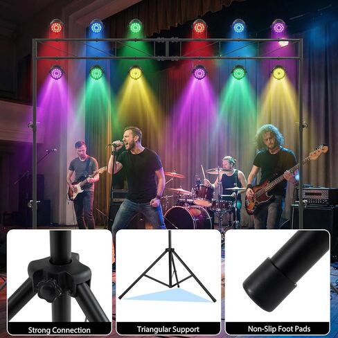 Goplus DJ Light Stand, Lighting Truss System with 12 Lights Hold 110LBS Capacity, 10-Level Adjustable Heights, 2 Folding Tripods, Metal Stage Lighting Stand for Portable Audio Stage, Bar, Party, Bands in Saudi Arabia