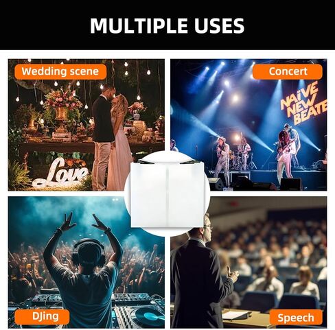 DJ Booth Portable 44 * 21 * 48in, DJ Facade Booth DJ Table Stand w/Black & White Scrim, Carrying Bag, Metal Foldable DJ Stand Table Station for Wedding, Show, Party in Kuwait