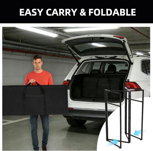 DJ Booth Portable 44 * 21 * 48in, DJ Facade Booth DJ Table Stand w/Black & White Scrim, Carrying Bag, Metal Foldable DJ Stand Table Station for Wedding, Show, Party in Kuwait