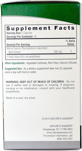Nature's Answer, Muira Puama, 500 mg, 90 Vegetarian Capsules in Saudi Arabia