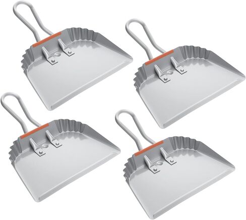 4 Pack 12 inch Heavy Duty Metal Dustpan, Steel Industrial Commercial Dust Pan with Handle, Wide Scooper Dust, Debris Sweeping Tool for Indoor, Outdoor, Fireplace, Silver in Saudi Arabia