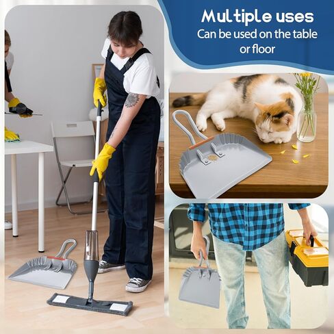 4 Pack 12 inch Heavy Duty Metal Dustpan, Steel Industrial Commercial Dust Pan with Handle, Wide Scooper Dust, Debris Sweeping Tool for Indoor, Outdoor, Fireplace, Silver in Saudi Arabia