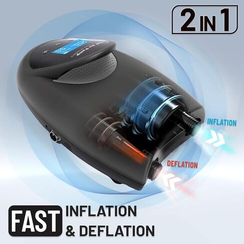 مضخة TONSIM 12 فولت كهربائية عالية الضغط 20 رطل لكل بوصة مربعة مع شاشة LCD لمراقبة الضغط - مضخة نفخ وانكماش سريعة مع وظيفة إيقاف تلقائي لألواح التجديف والزوارق والمطاطية in Kuwait