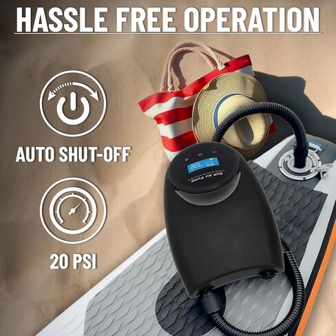 مضخة TONSIM 12 فولت كهربائية عالية الضغط 20 رطل لكل بوصة مربعة مع شاشة LCD لمراقبة الضغط - مضخة نفخ وانكماش سريعة مع وظيفة إيقاف تلقائي لألواح التجديف والزوارق والمطاطية in Kuwait