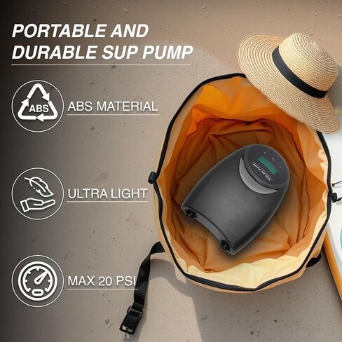 مضخة TONSIM 12 فولت كهربائية عالية الضغط 20 رطل لكل بوصة مربعة مع شاشة LCD لمراقبة الضغط - مضخة نفخ وانكماش سريعة مع وظيفة إيقاف تلقائي لألواح التجديف والزوارق والمطاطية in Kuwait