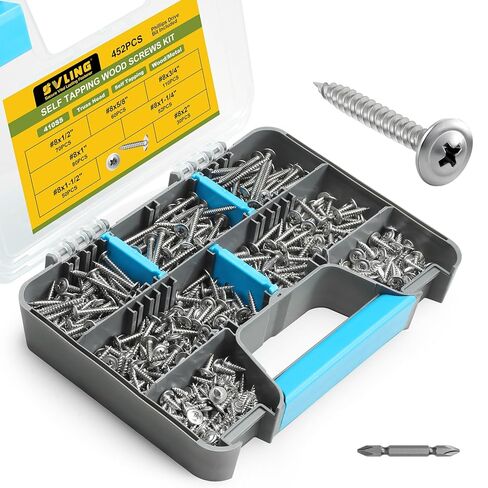 Black Wood Screws Phillips Modified Truss Head Assortment Kit 155PCS, Stainless Steel 410 Quick Self Tapping Screws for Wood Metal, #8 x 3/4",1",1-1/4",1-1/2" in Kuwait