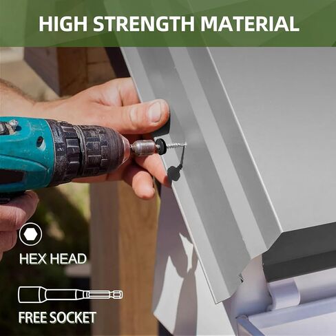 #10 x 3/4" (50 PCS) Black Metal Roofing Screws with Rubber Washer, Hex Head Self Tapping Screws for Metal, Self Drilling Sheet Metal Screw in Kuwait