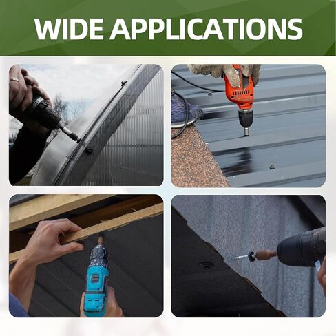 #10 x 3/4" (50 PCS) Black Metal Roofing Screws with Rubber Washer, Hex Head Self Tapping Screws for Metal, Self Drilling Sheet Metal Screw in Kuwait