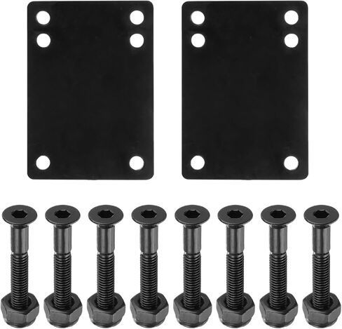 Skateboard Riser Pads Screws Set, 2 Pack 3mm Rubber Shock Rise Pad with 8pcs Mounting Screws Nuts Hardware Repair Kit for Cruiser, Black in Saudi Arabia