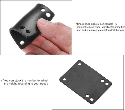 Skateboard Riser Pads Screws Set, 2 Pack 3mm Rubber Shock Rise Pad with 8pcs Mounting Screws Nuts Hardware Repair Kit for Cruiser, Black in Saudi Arabia