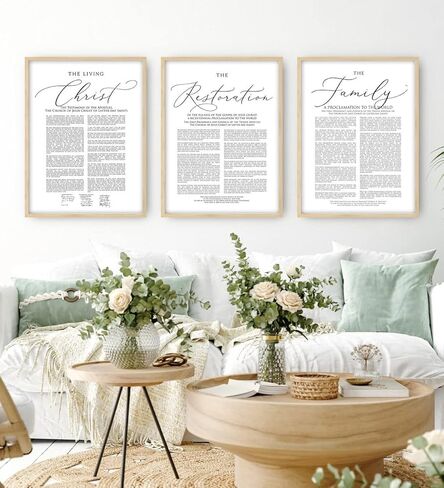 3 Pieces Family Proclamation Living Christ Posters Prints Canvas Wall Art Painting for Living Room Bedroom Home Wall Decor with Inner Frame in Kuwait