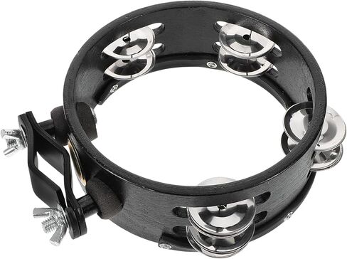 Drum Mounting Tambourine 6-inch Black round Wooden Jingle Bell for Drum Set Hi-hat Accessory Suitable for Beginner and Professional Percussion Use in Saudi Arabia