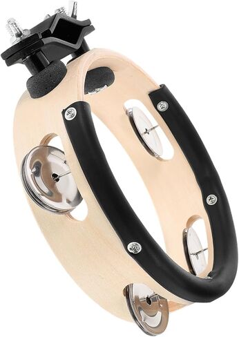 6-inch Mountable Wooden Tambourine Bell for Drum Set, Clip-on Hi-hat Tambourine with Replaceable Jingles, Percussion Instrument Accessory for Drummers in Saudi Arabia