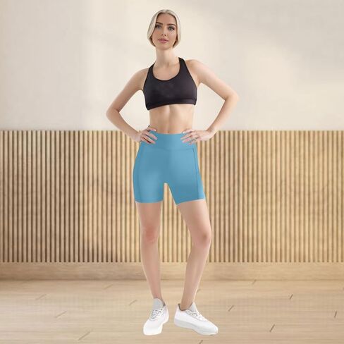 Women Biker Shorts High Waist Tummy Control Scrunch Butt Lifting Yoga Shorts with Pockets Workout Gym Short Leggings in Saudi Arabia