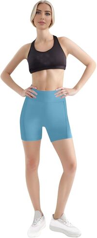 Women Biker Shorts High Waist Tummy Control Scrunch Butt Lifting Yoga Shorts with Pockets Workout Gym Short Leggings in Saudi Arabia