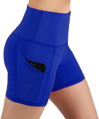 Women Biker Shorts High Waist Tummy Control Scrunch Butt Lifting Yoga Shorts with Pockets Workout Gym Short Leggings in Saudi Arabia