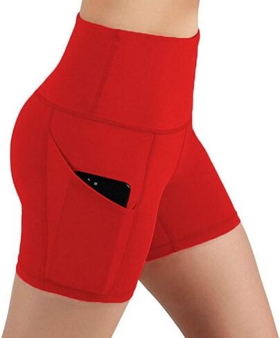 Women Biker Shorts High Waist Tummy Control Scrunch Butt Lifting Yoga Shorts with Pockets Workout Gym Short Leggings in Saudi Arabia