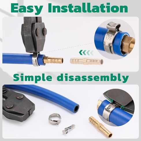 120PCS Pex Crimp Rings Assortment,304 Stainless Steel Pex Clamps 3/8",1/2",3/4",5/8",1" Single Ear Hose Clamps,Pex Cinch Clamps for Pex Fittings Pipe Tubing in Kuwait