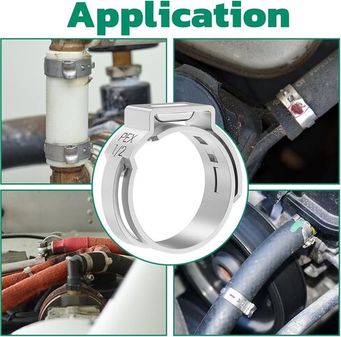 120PCS Pex Crimp Rings Assortment,304 Stainless Steel Pex Clamps 3/8",1/2",3/4",5/8",1" Single Ear Hose Clamps,Pex Cinch Clamps for Pex Fittings Pipe Tubing in Kuwait