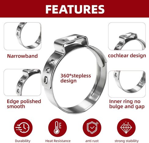 250PCS Single Ear Hose Clamp Kit With storage box, Stepless Adjustable Cinch Clamps with Pincer Tool for Automotive, Plumbing, Home Appliance Line in Kuwait