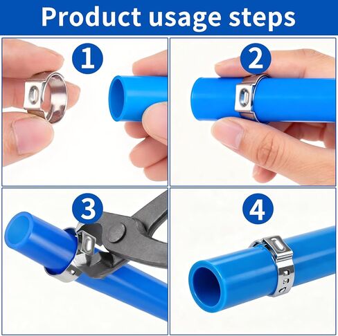 92 Pcs Single Ear Hose Clamps, 6-21mm Adjustable Stainless Steel Single Hose Crimp Clamps, Ear Stepless Pinch Clampss, Cinch Rings Assortment Kit for Automotive Home Plumbing Line Pipe Clips in Kuwait