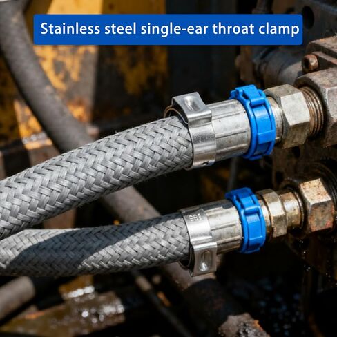 92 Pcs Single Ear Hose Clamps, 6-21mm Adjustable Stainless Steel Single Hose Crimp Clamps, Ear Stepless Pinch Clampss, Cinch Rings Assortment Kit for Automotive Home Plumbing Line Pipe Clips in Kuwait