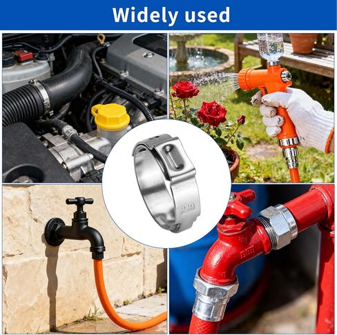92 Pcs Single Ear Hose Clamps, 6-21mm Adjustable Stainless Steel Single Hose Crimp Clamps, Ear Stepless Pinch Clampss, Cinch Rings Assortment Kit for Automotive Home Plumbing Line Pipe Clips in Kuwait