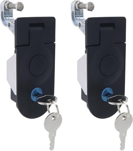 2pcs Compression Latches with Push Button Black Powder Coated Carbon Steel RV Door Locks with Keys Heavy Duty Sealed Large Lever Latches Flush Mount Cabinet Locks Trailers (Black) in Kuwait