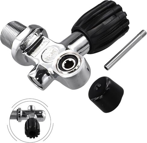 Scuba Tank Diving Valve 4500 PSI Brass Chrome Plated with Safety Pressure Relief Port and 3/4-14 Thread for Diving Cylinders in Kuwait