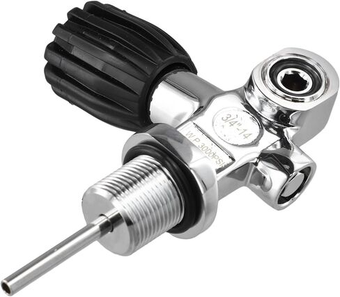 Scuba Tank Diving Valve 4500 PSI Brass Chrome Plated with Safety Pressure Relief Port and 3/4-14 Thread for Diving Cylinders in Kuwait