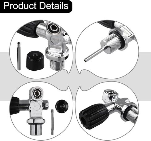 Scuba Tank Diving Valve 4500 PSI Brass Chrome Plated with Safety Pressure Relief Port and 3/4-14 Thread for Diving Cylinders in Kuwait