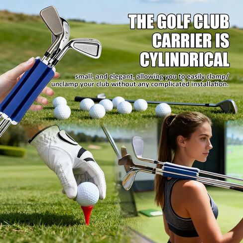 Golf Club Holder, Golf Club Organizer Support Stand, Cylindrical Holder for 6 Golf Club, Easy-Access Golfing Accessory with Strap, Reduces Clutter in Golf Bag (Blue and White) in Kuwait